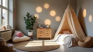Cozy bedroom with canopy bed