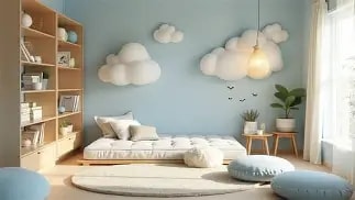 Modern cloud themed bedroom design