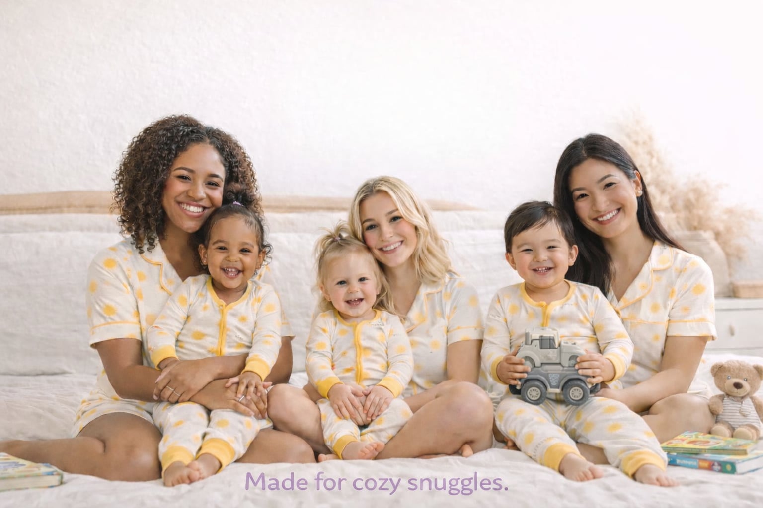 Mother and daughter in cozy matching pajamas sharing a special moment